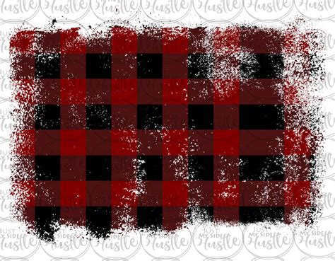 Buffalo Plaid Png Distressed Red And Black Plaid Sublimation Etsy