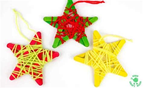 Yarn Wrapped Star Ornaments Kids Craft Room