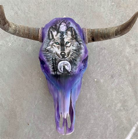 Hand Painted Cow Skull Etsy