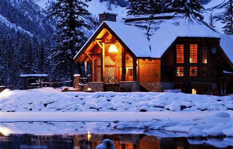 Wallpaper Winter Forest Snow Lake House Nature Winter Snow