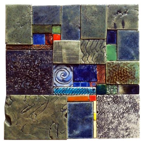 Hand Made Ceramic Tile Collage Wall Hanging Lynn Ihsen Peterson