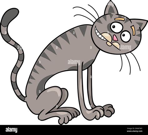 Cartoon Illustration Of Thin Gray Tabby Cat Stock Vector Image And Art