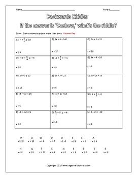 Printable math worksheets on solving and graphing inequalities. Solving Two-Step Inequalities Worksheet by Algebra ...