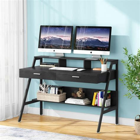 Tribesigns Computer Desk With 2 Drawers 47 Inch Home Office Desk With