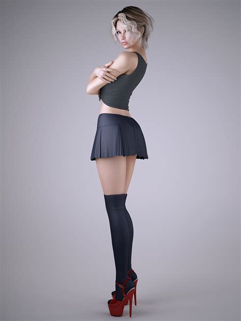 Sexy Blonde Girl Students 3d Model