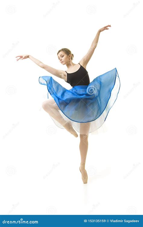 girl in a blue skirt and a black leotard dance ballet stock image image of composition little