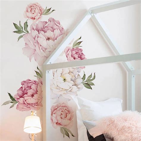 Peony Flower Wall Stickers Mixed Pink