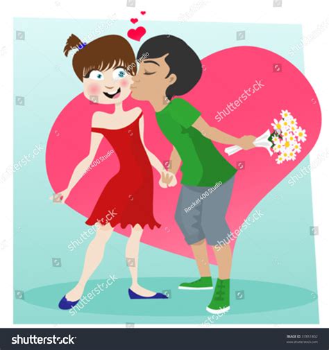 Cute Kissing Couple Stock Vector Royalty Free 37851802 Shutterstock