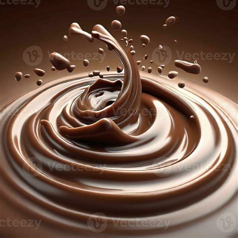 3d Milk Chocolate Ripple Whirlpool Splash Isolated On Brown Background