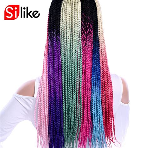 Silike 3 Packs Lot 24 Inch Senegalese Twist Crochet Braids Purple Ombre Synthetic Braiding Hair