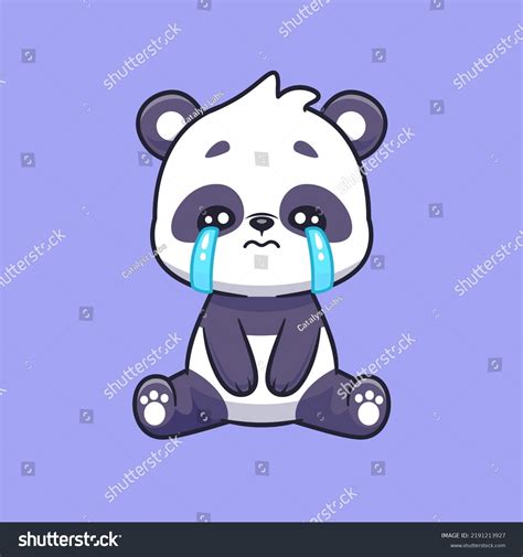 Vektor Stok Cute Panda Crying Cartoon Vector Icon Tanpa Royalti