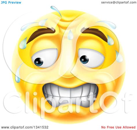 Clipart Of A 3d Yellow Smiley Emoji Emoticon Face Looking Stressed