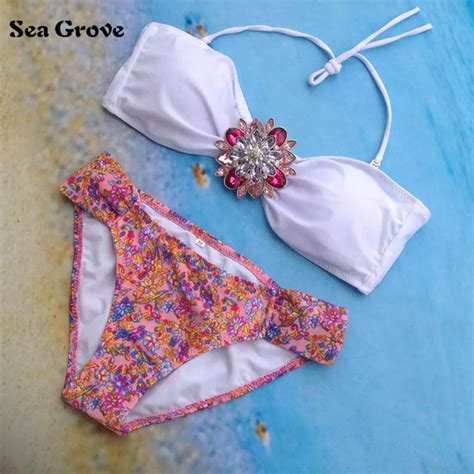 Women Swimsuit 2016 New Arrive Sexy Rhinestone Bikini Set Push Up