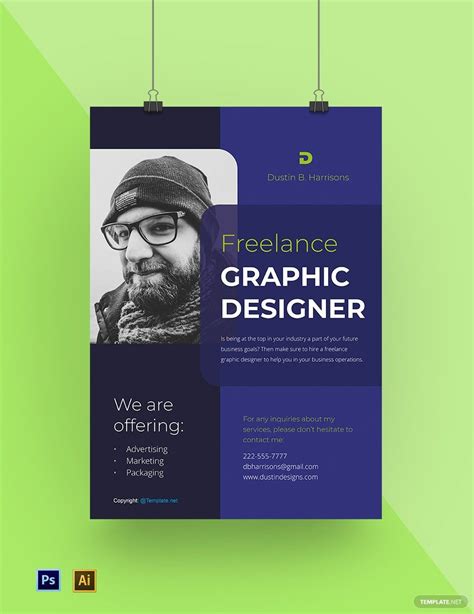 Simple Freelancer Poster Template In Illustrator Psd Download