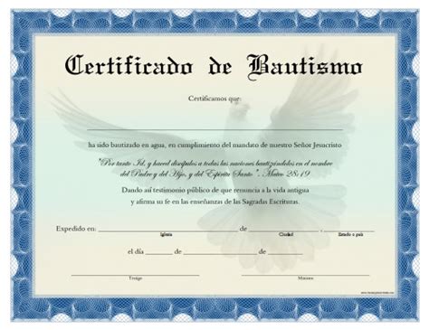 Certificado De Bautismo