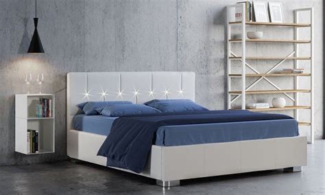 Letto matrimoniale con o senza contenitore modello alberta disponibile con rivestimento della testata, dei fascioni laterali e della pediera. Letto Matrimoniale Bianco Moderno con Contenitore e ...
