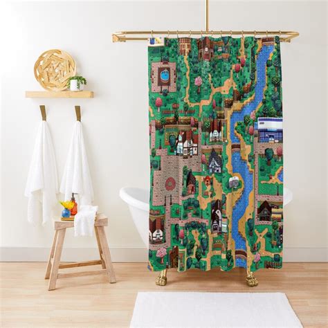 Stardew Valley Town Map Shower Curtain By Jellyrelish Redbubble