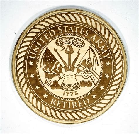 Us Army Retired Plaque On A Round Laser Engraved Wood Army Etsy