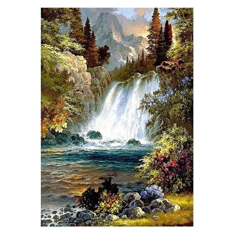 Waterfall Full Drill Diy 5d Diamond Painting Embroidery Cross Crafts