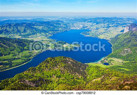 Schafberg Viewpoint St Wolfgang Mondsee Or Moon Lake Aerial