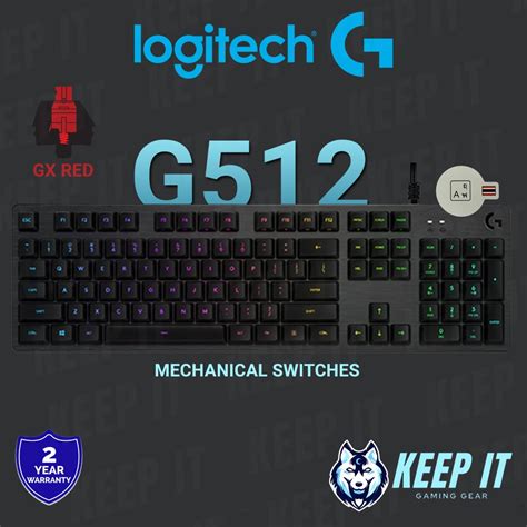 Logitech G512 Gx Red Linear Switch Carbon Rgb Mechanical Gaming