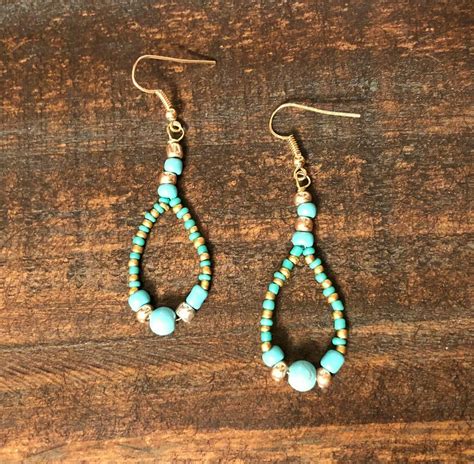 Turquoise And Gold Drop Earrings