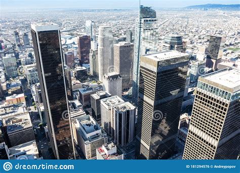 Aerial View Of Downtown Los Angeles Stock Photo Image Of Blur Built