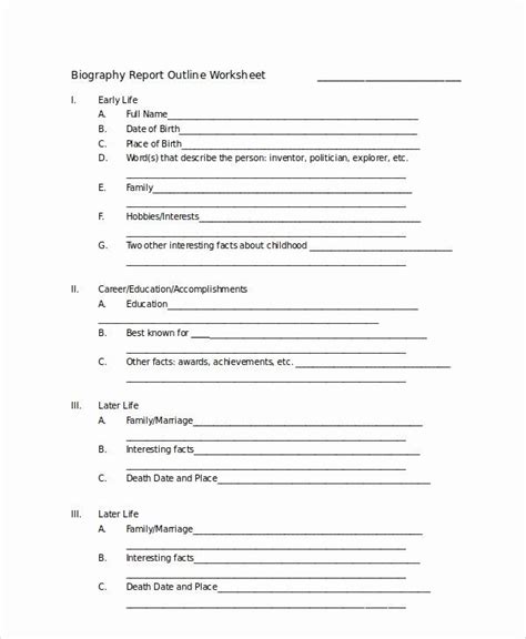 Autobiography Template For Elementary Students Fresh Sample Biography