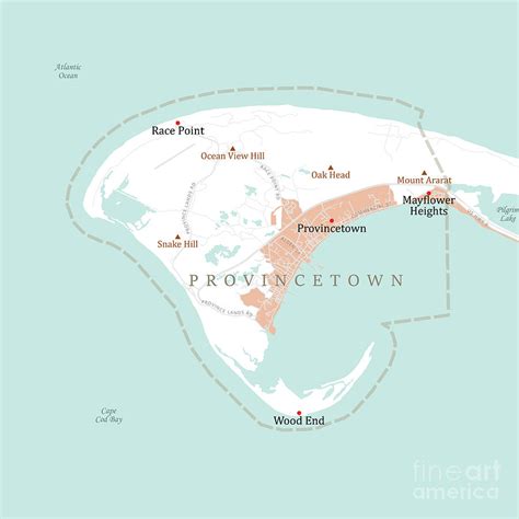 Ma Barnstable Provincetown Vector Road Map Digital Art By Frank