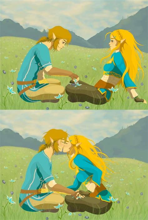 Link And Zelda Qui Sembrassent Princesse Dr La Sérénité Link Zelda Link And Zelda Kiss Legend