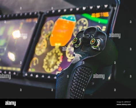 Steering Wheel Aircraft Pilots Control Cabin Dashboards Stock Photo