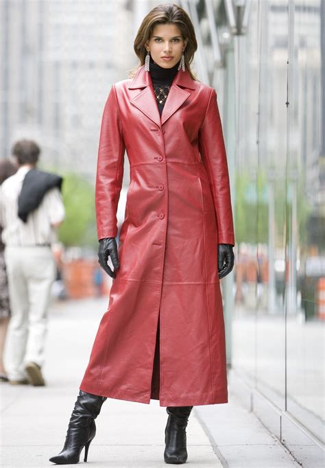 vintage red leather full length trench coat long leather coat red leather coat red leather