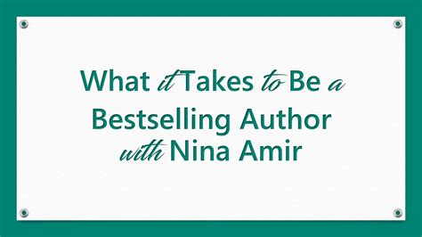 What It Takes To Be A Bestselling Author With Nina Amir Professional