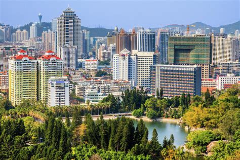 City Xiamen China An Aerial View Of Coastal City Xiamen