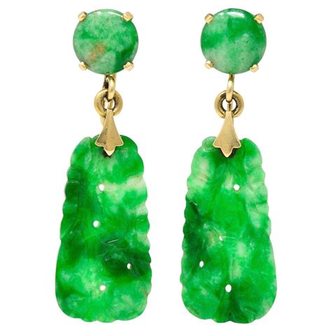 1940 s tiffany and co retro carved jade 14 karat yellow gold screwback earrings at 1stdibs