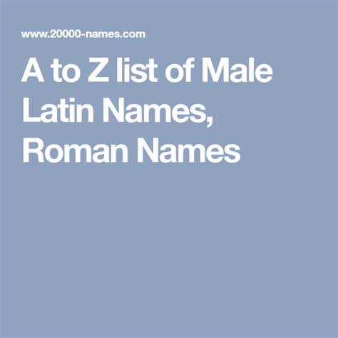 A To Z List Of Male Latin Names Roman Names Roman Names
