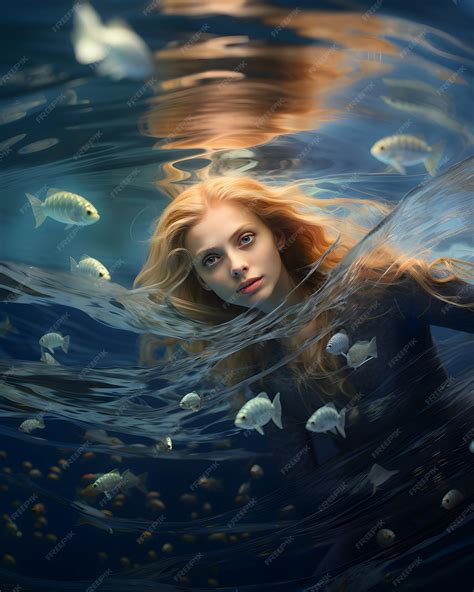 Premium Ai Image Fantasy Underwater Mermaid Siren Portrait
