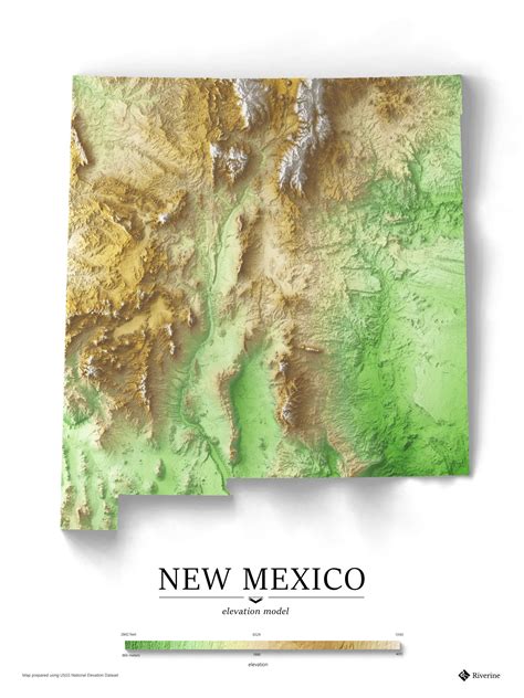 New Mexico Elevation Map With Exaggerated Shaded Relief Oc Rnewmexico