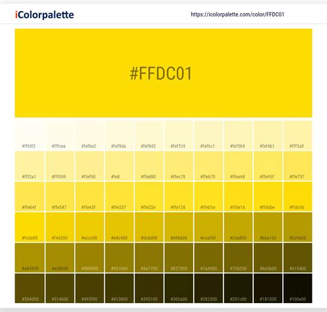 Pantone 13 0858 Tpx Vibrant Yellow Color Hex Color Code Ffdc01