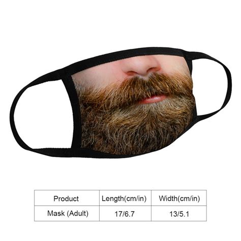 Funny Adult Face Mask Unisex Beard Design Custom Printed Etsy