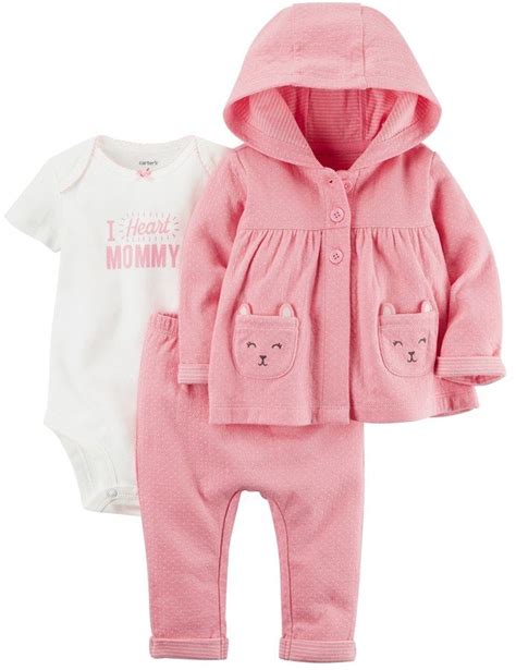 Baby Girl Carters Little Bear Jacket I Heart Mommy Bodysuit