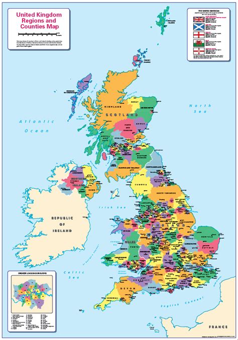 United Kingdom Counties And Regions Map Small Cosmographics Ltd