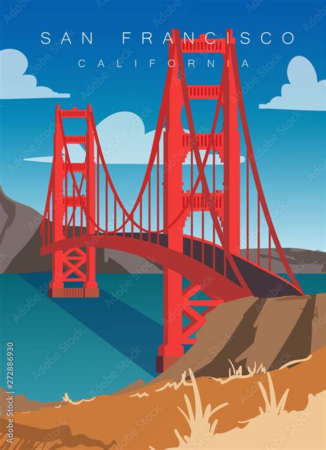 San Francisco Modern Vector Illustration Golden Gate Bridge In San