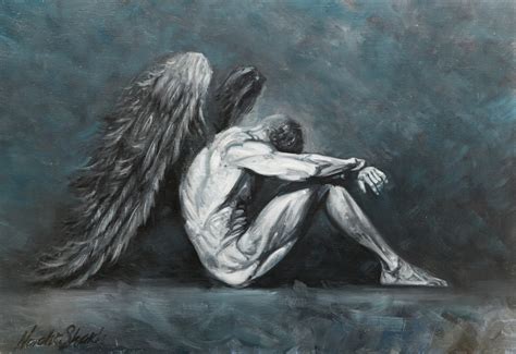 Fallen Angel Painting Oil Painting Print Fallen Angel Male Etsy