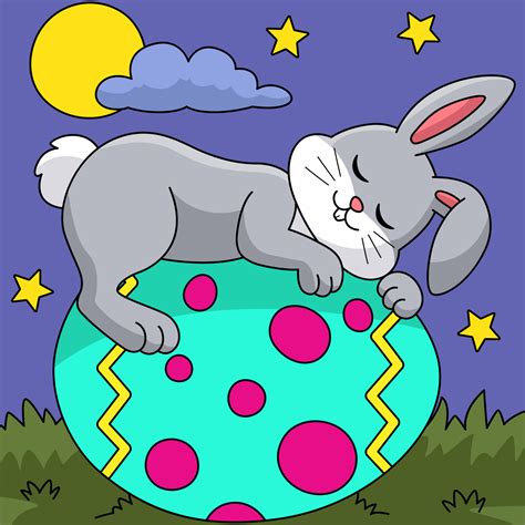 Rabbit Sleeping On Easter Egg Cartoon Illustration 6325654 Vector Art At Vecteezy