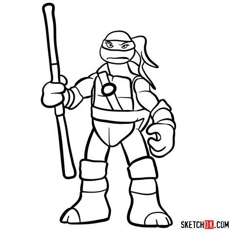 How To Draw Donatello Ninja Turtle Toy Tmnt Sketchok Step By Step