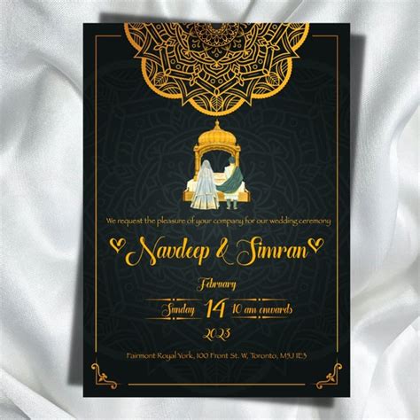 Indian Wedding Invitation Card Sikh Wedding Invitation Card Etsy