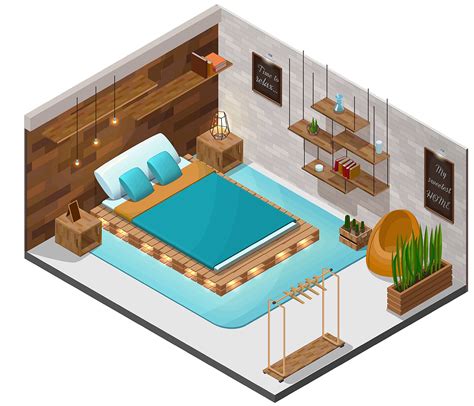 Bedroom Interior 3d Isometric Design On Behance