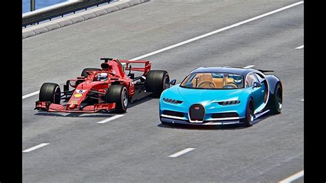 Ferrari F1 2018 Vs Bugatti Chiron Top Speed Battle Youtube