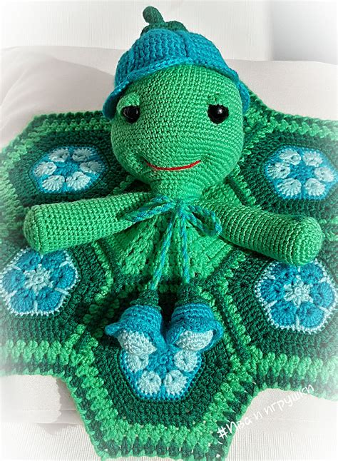 Crochet Baby Blanketcrochet Turtle Lovey Security Etsy